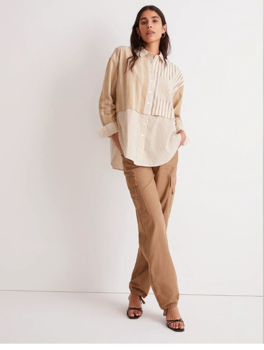 Madewell Modular Oversized Mixed Stripe Button-Up Shirt - Size Small